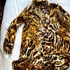 Long sleeved cheetah print dress
